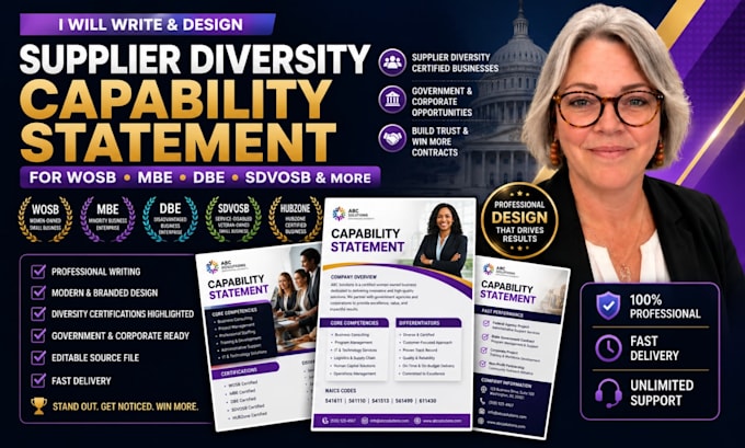 create a supplier diversity capability statement for wosb mbe dbe sdvosb