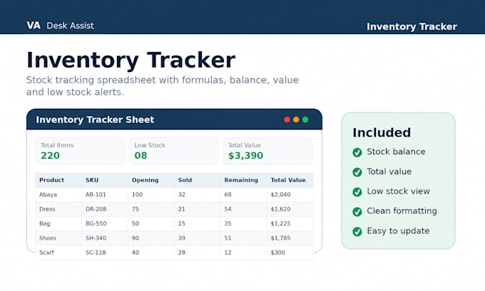 create excel inventory tracker order sheet and invoice template
