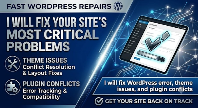 fix wordpress error, theme issues, and plugin conflicts