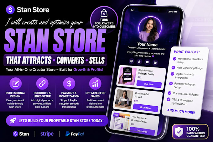 build a professional stan store for you