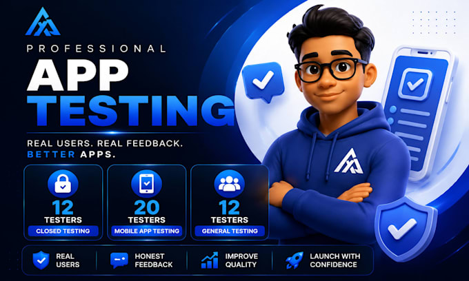 provide 12 testers closed testing 20 testers mobile app testing 12 testers