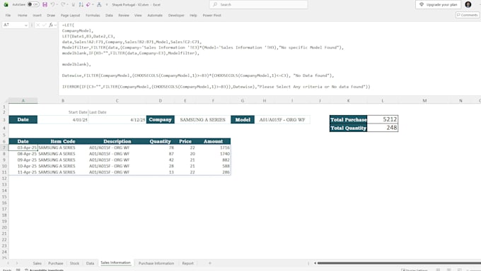 develop complex excel calculations and custom formula