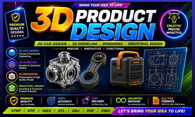 do 3d product design 3d cad design 3d modeling and rendering industrial design