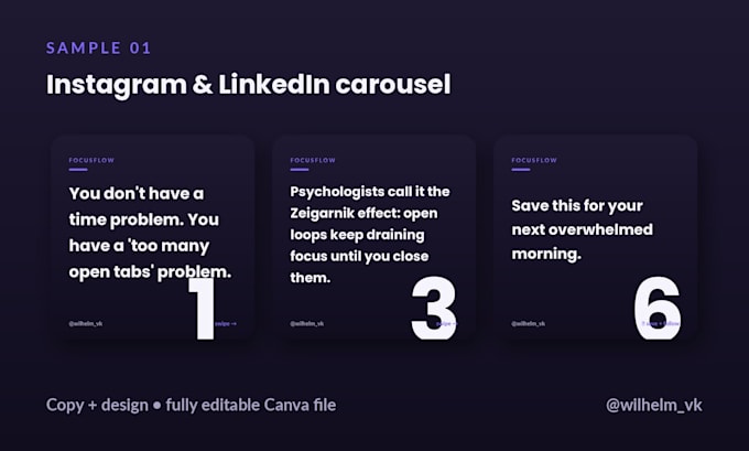 design engaging instagram and linkedin carousels with copy