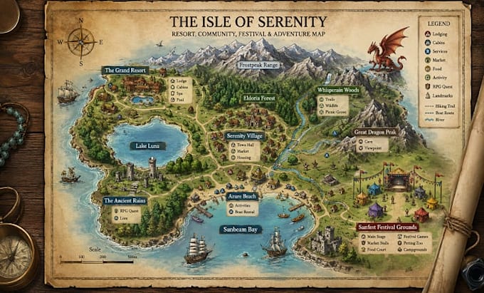 design custom maps for resorts, communities, festivals, tourism, and rpg games