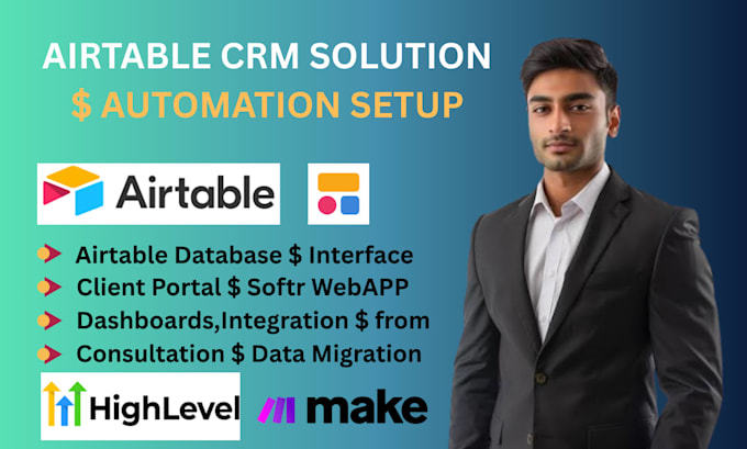 develop an airtable CRM, database, softr web app, and automated workflows