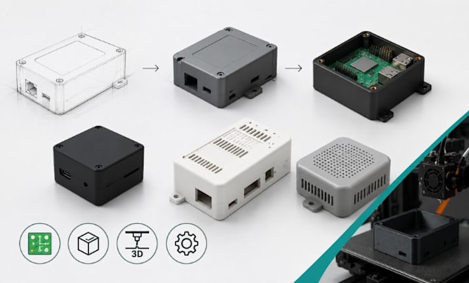 design pcb enclosure, electronics case 3d printable product housing