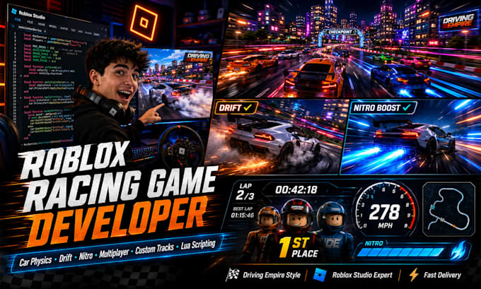 create a custom roblox racing game with car physics, tracks and multiplayer