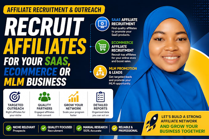 recruit saas affiliates and grow your ecommerce or MLM affiliate program