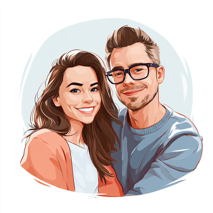 draw a watercolor couple portrait