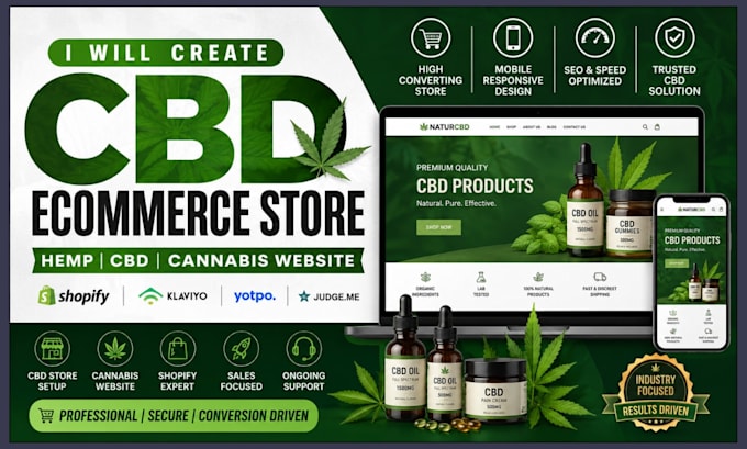 create cbd ecommerce store, hemp cbd shopify store or cannabis ecommerce website