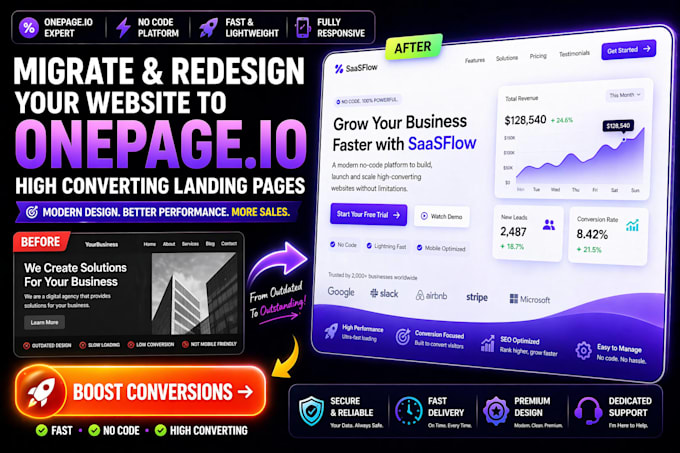 migrate website to onepage io redesign landing page no code website landing page