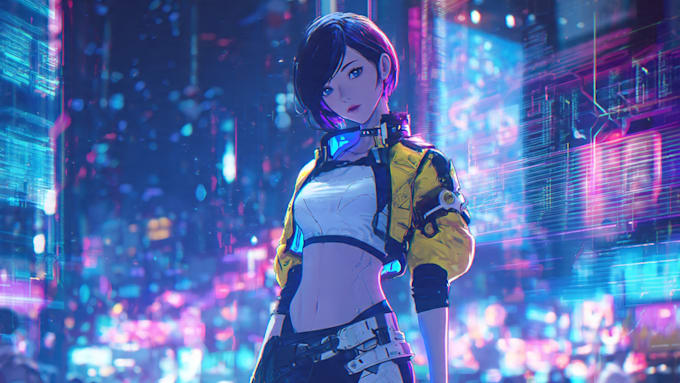 design anime character ,cyberpunk character