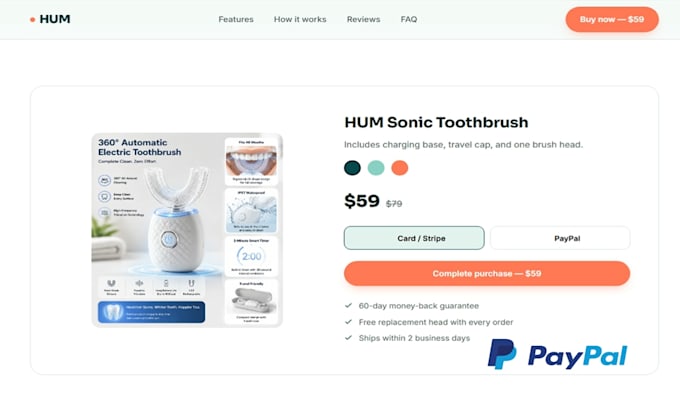 create single product page with paypal payment