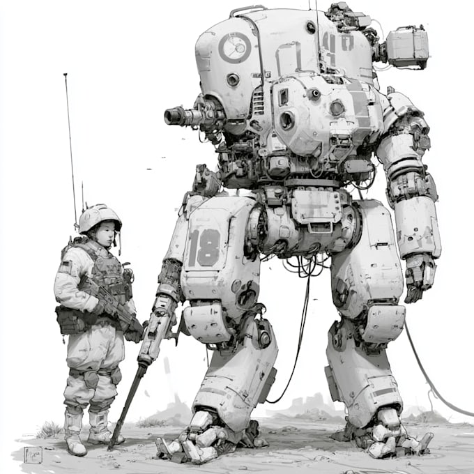 illustrate high quality futuristic mecha designs