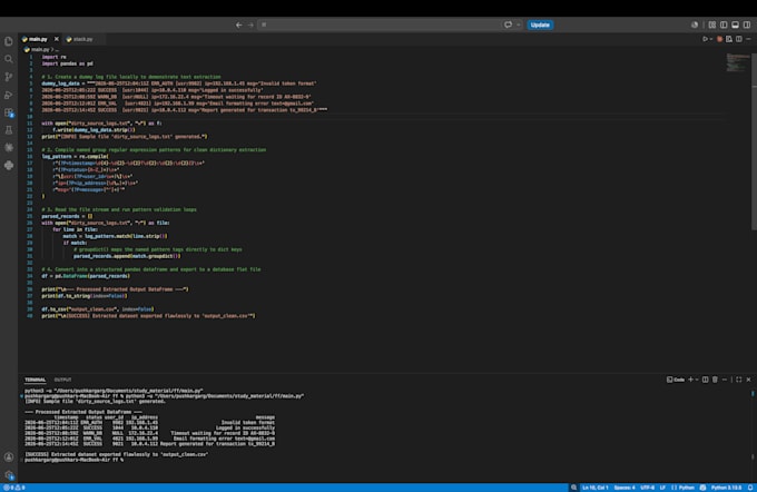write custom python regex scripts for data validation and text parsing