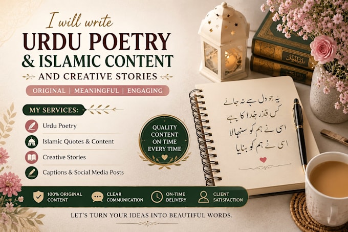write urdu poetry, islamic content and creative stories
