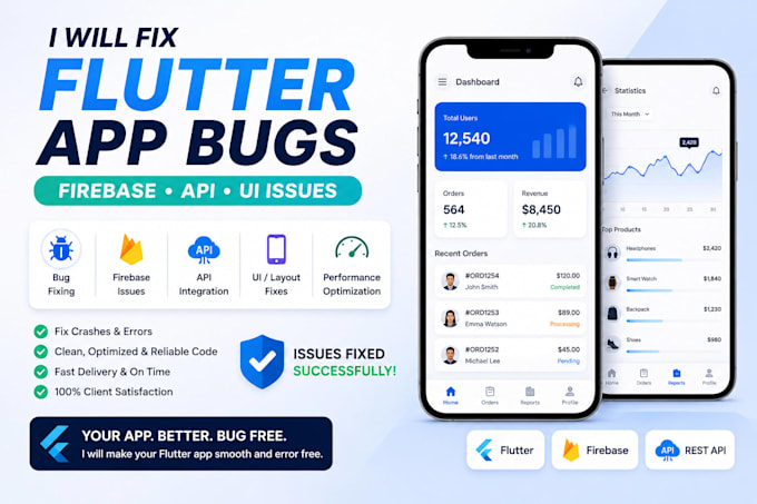 fix flutter app bugs firebase and API issues