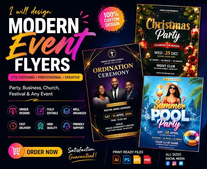 create professional flyer poster  brochure designs insta posts