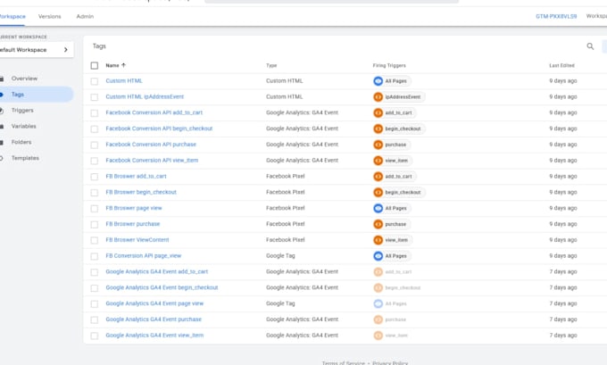 setup shopify ecommerce ga4, conversion tracking and meta, tiktok conversion API
