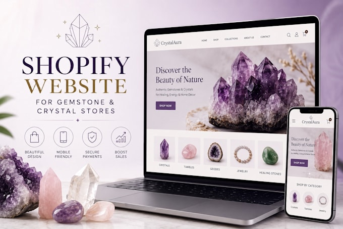 design shopify website for gemstone and crystal stores