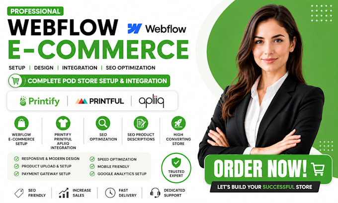setup webflow ecommerce printify printiful apliiq SEO product description