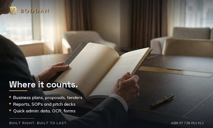 write your business plan, tender, report and professional documents