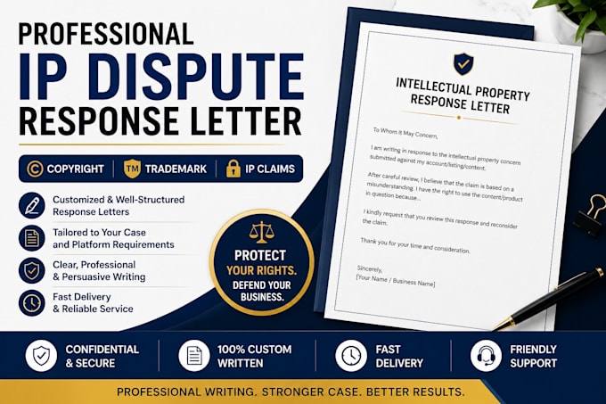 draft a professional IP infringement response or dispute letter