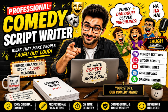 write movie script, humor funny joke comedy script screenplay short film script