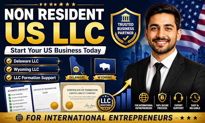 help non residents register a US llc in delaware or wyoming