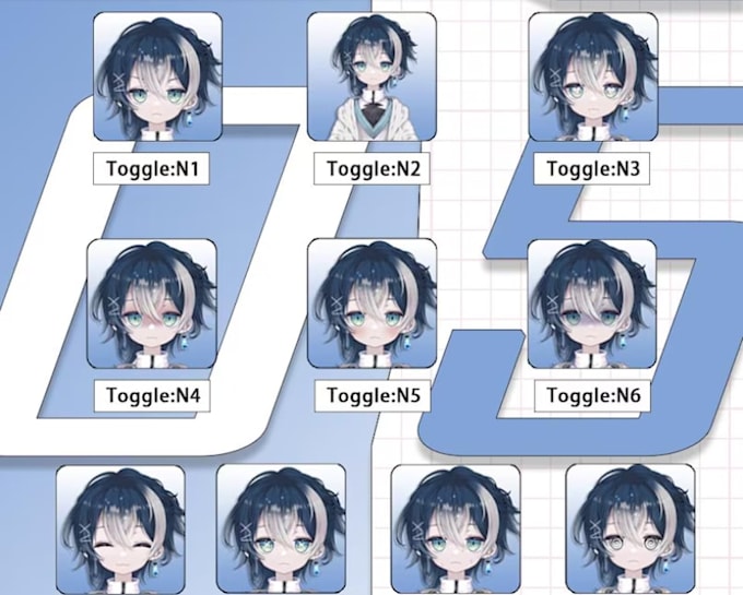 custom live2d vtuber avatar, character design, face tracking and rigging