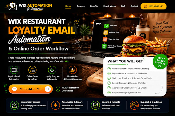 setup wix restaurant loyalty email automation and online order workflow
