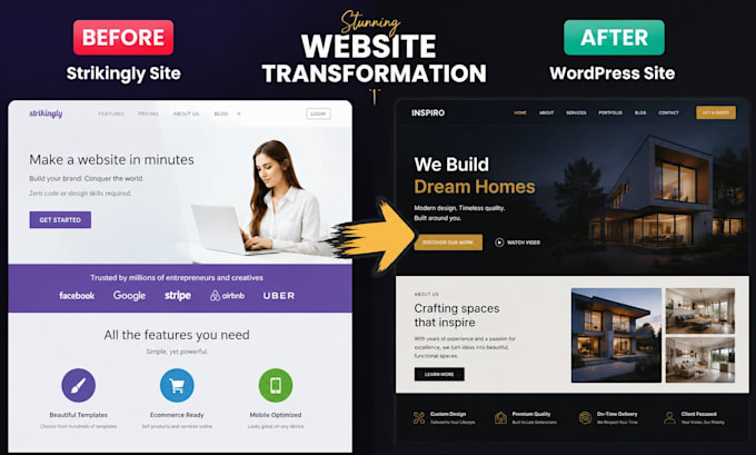 migrate strikingly website to wordpress with SEO setup
