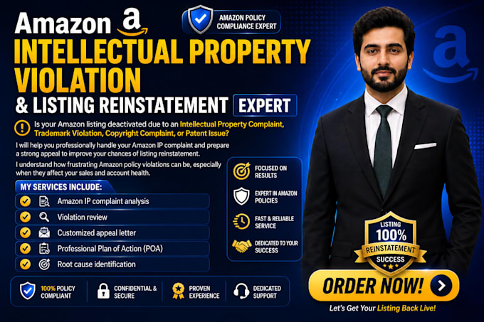 reinstate suspended amazon listing and remove IP complaint violations