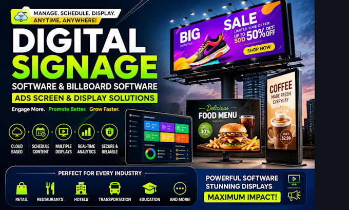 setup digital signage software and billboard software ads screen and display