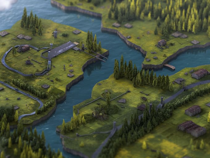 draw a stunning 3d isometric or realistic map illustration