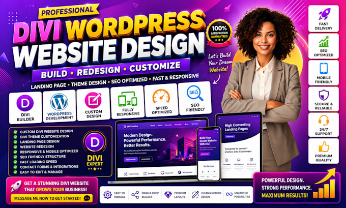 build redesign custom divi wordpress landing page website theme design developer