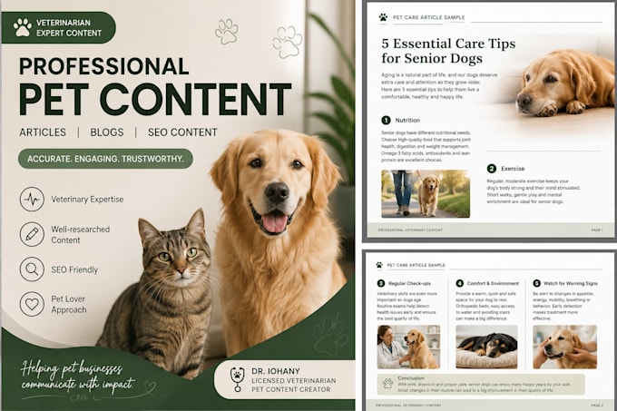 write professional pet and veterinary content