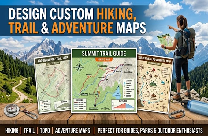 design custom hiking maps, trail maps, topographic maps and adventure maps