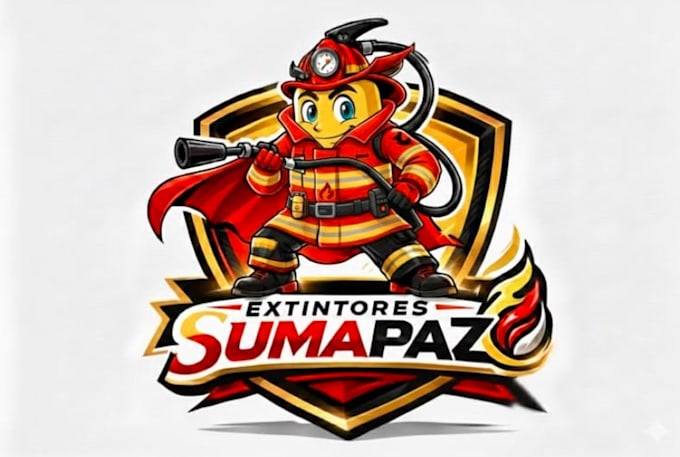 create firefighter mascot logo design with 1 day delivery