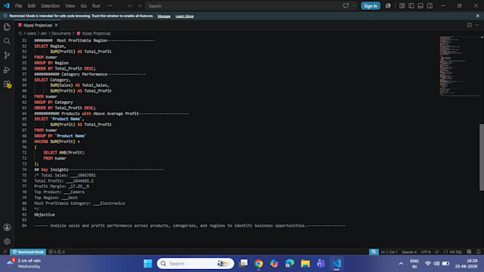 write sql queries, create reports and analyze data