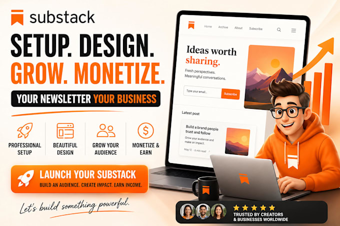 setup substack account design substack email newsletter
