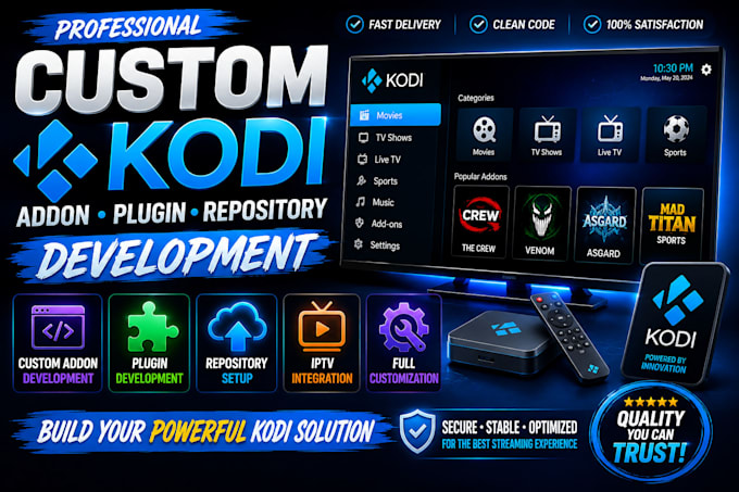 develop custom kodi addon plugin repository iptv integration service