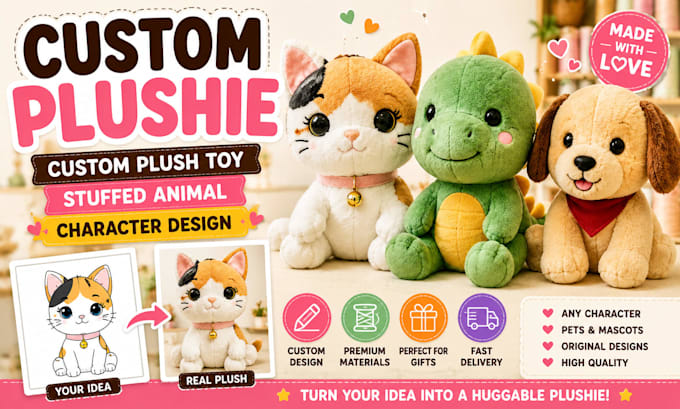custom plushie custom plush toy stuffed animal character design