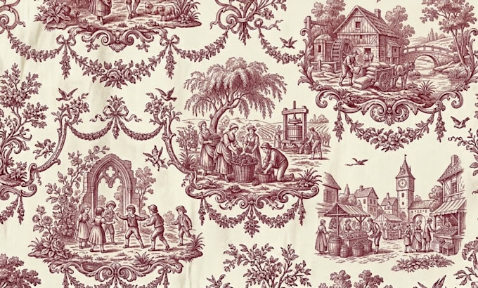toile de jouy seamless pattern textile design for fabric pattern wallpaper scarf