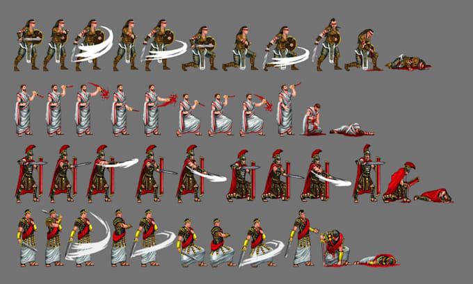 design pixel art character assets and animated sprite sheets