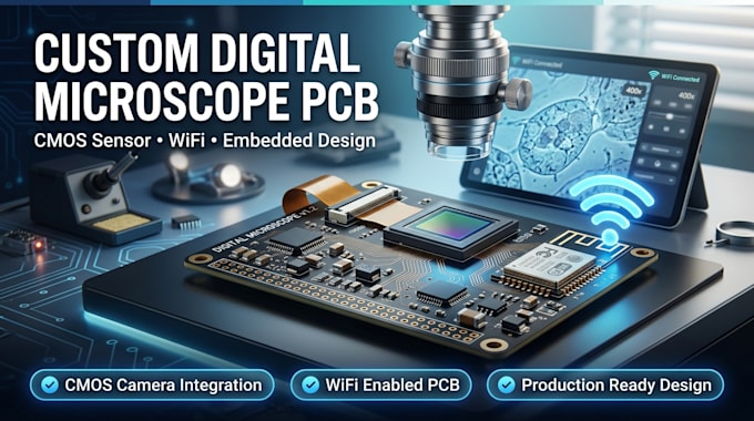 design a custom digital microscope pcb with cmos sensor and wifi