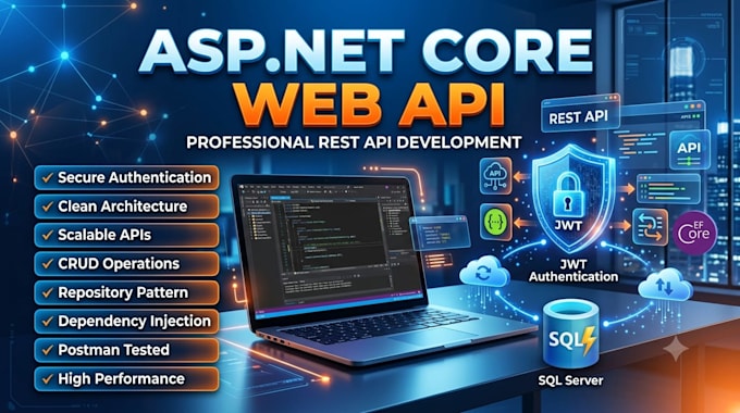 develop a professional asp net core web API with jwt authentication and sql