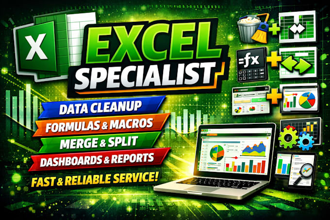 clean, format, merge, split excel data