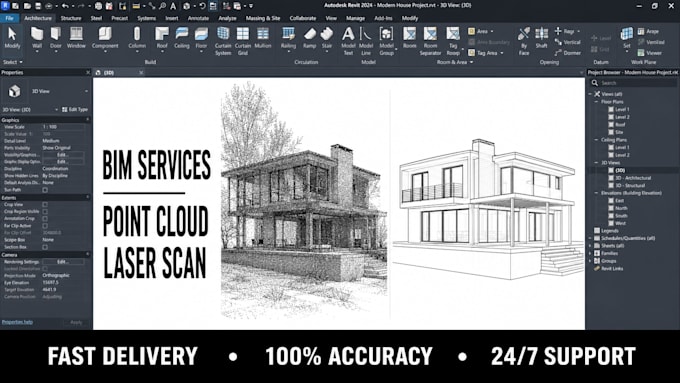 convert point cloud and laser scan to revit bim model